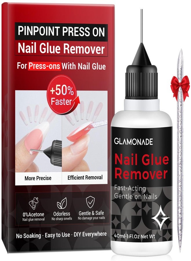 Glamonade Press on Nail Glue Remover: Pinpoint Fake Nails & Artificial Nail Tips Liquid Non-Acetone Nails Glue Remover Not for UV Gel - Needle Tip - Image 1